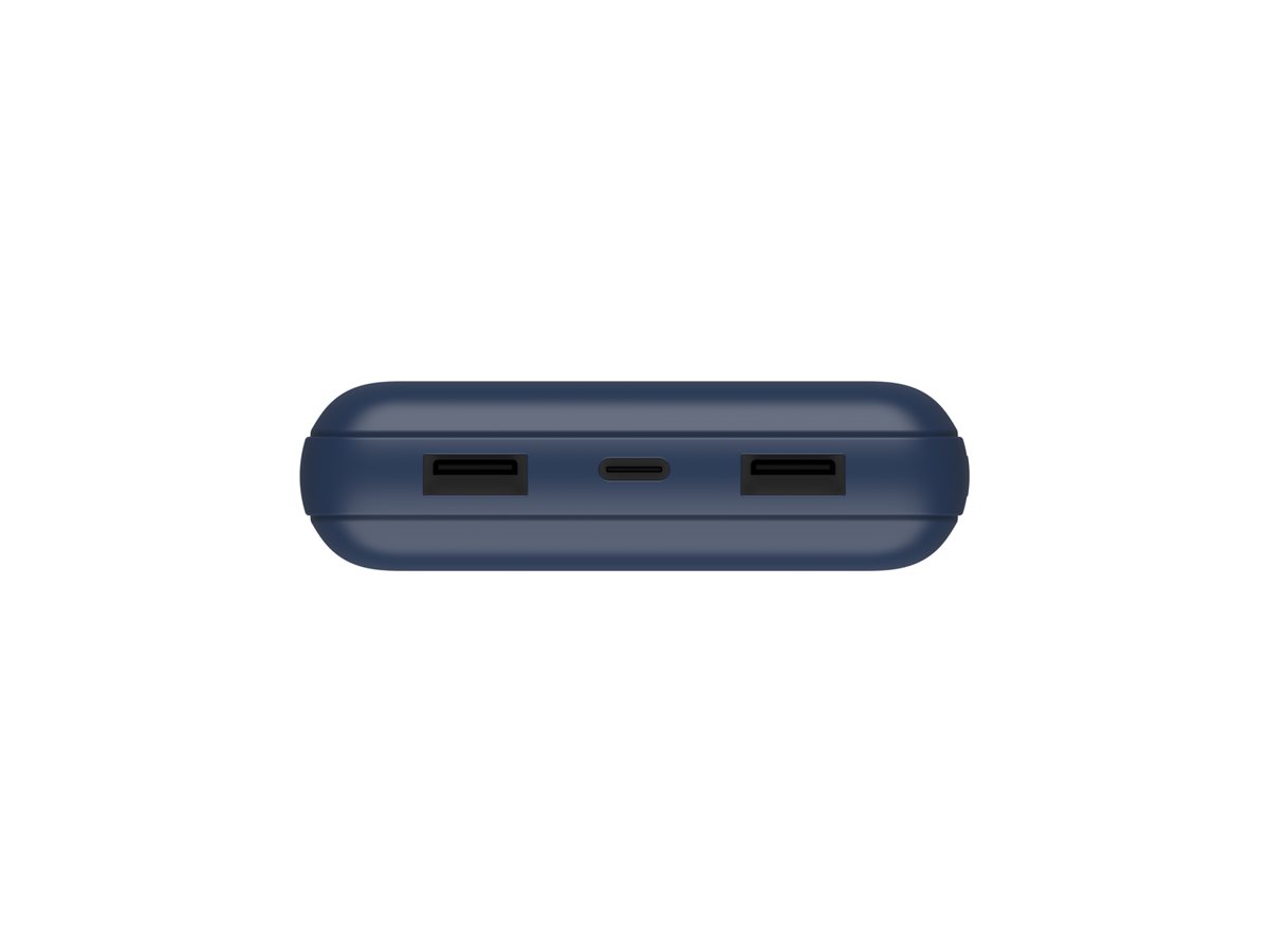 Belkin BOOST CHARGE - Banque d'alimentation - 20000 mAh - 15 Watt - 3 connecteurs de sortie (USB, 24 pin USB-C) - sur le câble : USB-C - bleu - BPB012BTBL - Banques d'alimentation