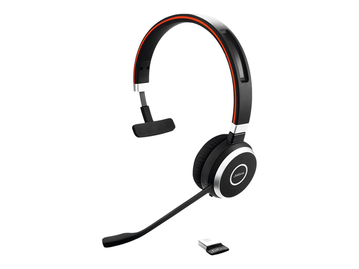 Jabra Evolve 65 SE MS Mono - Micro-casque - sur-oreille - Bluetooth - sans fil - USB - Certifié pour Microsoft Teams - pour Jabra Evolve; LINK 380a MS - 6593-833-309 - Écouteurs