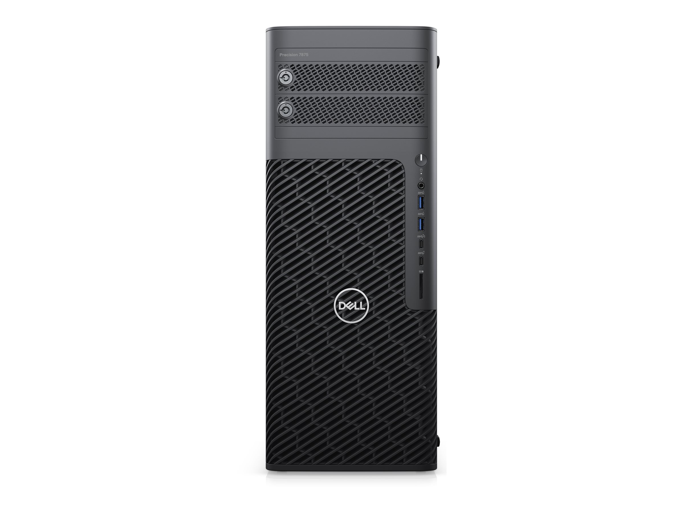 Dell Precision 7875 Tower - Tour 1 x Ryzen ThreadRipper PRO 7945WX / jusqu'à 5.3 GHz - RAM 64 Go - SSD 2 To - NVMe, Class 40 - aucun graphique - Gigabit Ethernet, 10 Gigabit Ethernet - Win 11 Pro - moniteur : aucun - noir - avec 3 ans de service ProSupport de Dell - NJW15 - Ordinateurs de bureau