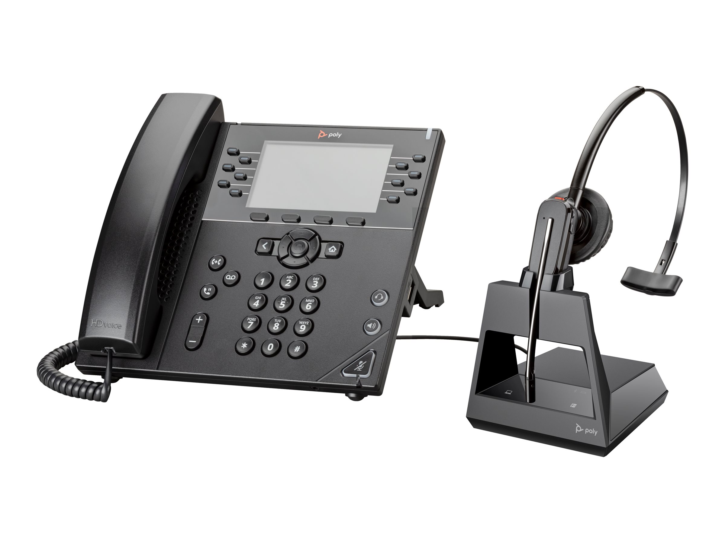 Poly VVX 450 - Téléphone VoIP - (conférence) à trois capacité d'appel - SIP, SRTP, SDP - 12 lignes - noir - GSA gouvernemental - Conformité TAA - 89B75AA#AC3 - Téléphones filaires