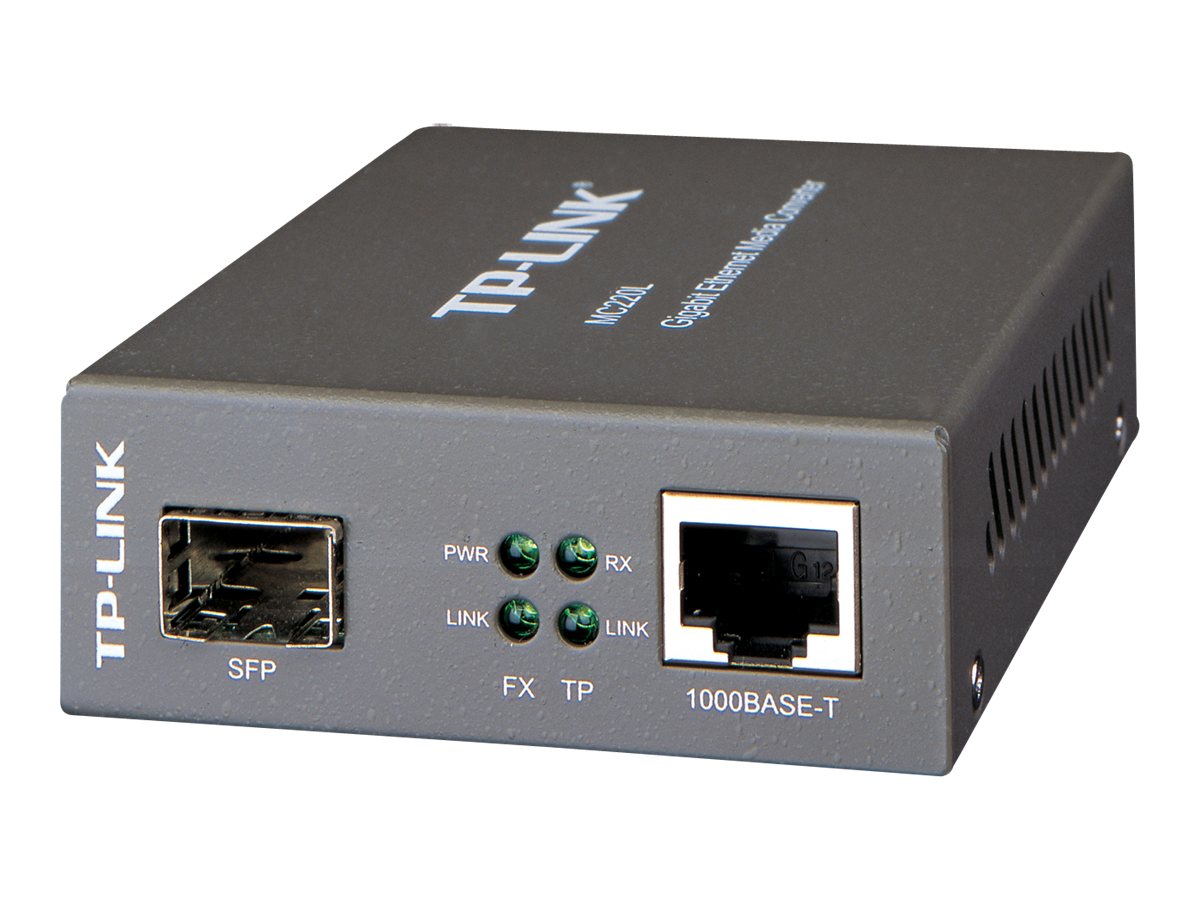 TP-Link MC220L - Convertisseur de média à fibre optique - 1GbE - 1000Base-LX, 1000Base-SX, 1000Base-LH - RJ-45 / SFP (mini-GBIC) - jusqu'à 10 km - 850 nm / 1310 nm - pour P/N: TL-MC1400 - MC220L - Transmetteurs optiques