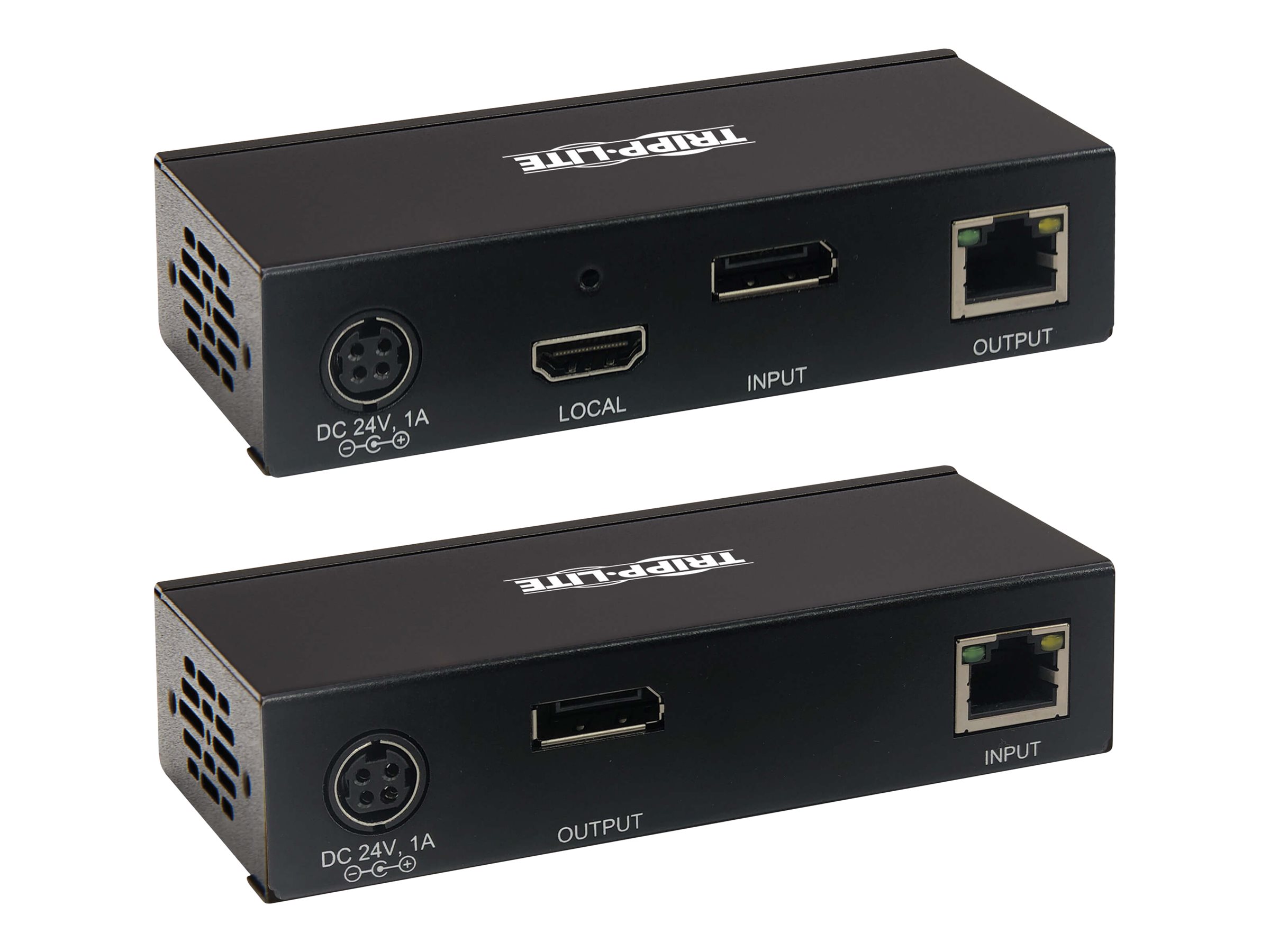 Tripp Lite DisplayPort over Cat6 KVM Extender Kit, Transmitter and Receiver, USB, 4K 30Hz, DP1.2a, PoC, HDCP 2.2, 230 ft., TAA - Prolongateur audio/vidéo - 10Mb LAN, HDMI, DisplayPort - plus de CAT 6 - jusqu'à 70 m - Conformité TAA - B127A-1A1-BDBD - Prolongateurs de signal