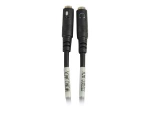 C2G 4-pin 3.5mm Male to Dual 3.5mm Female Adapter - Adaptateur audio - jack mini mono femelle pour mini-phone stereo 3.5 mm mâle - 15 cm - noir - 80114 - Câbles audio