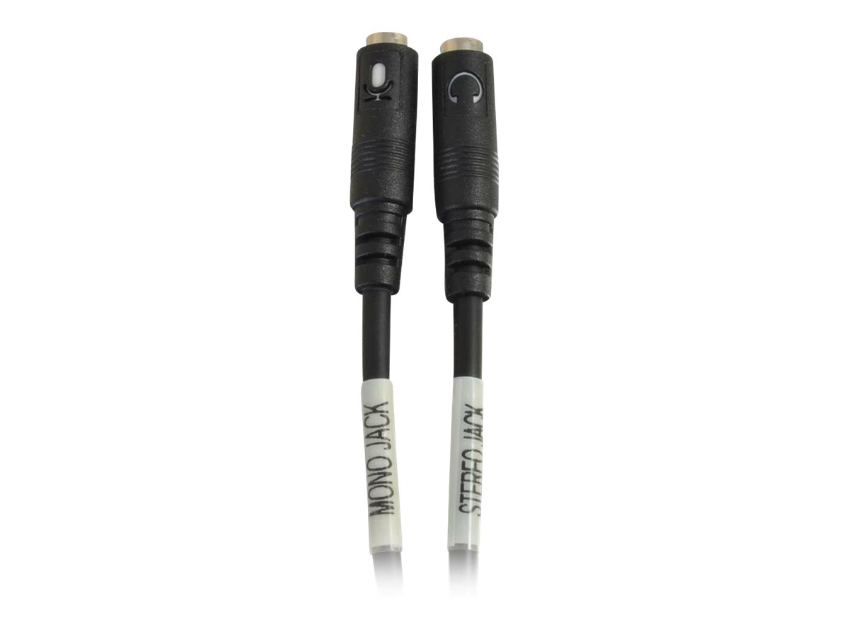 C2G 4-pin 3.5mm Male to Dual 3.5mm Female Adapter - Adaptateur audio - jack mini mono femelle pour mini-phone stereo 3.5 mm mâle - 15 cm - noir - 80114 - Câbles audio