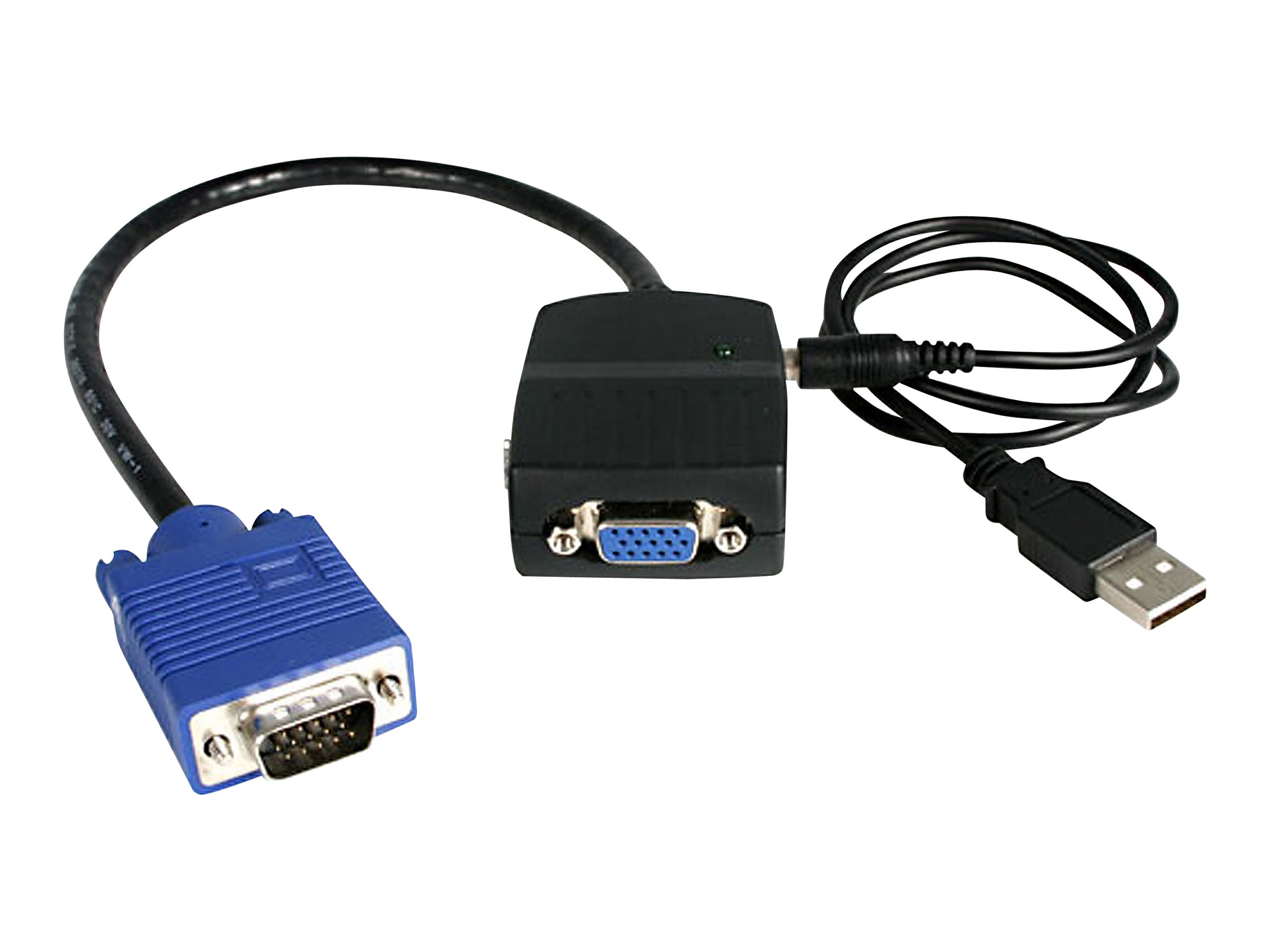 StarTech.com Câble répartiteur / Splitter vidéo VGA alimenté par USB - Adaptateur doubleur VGA - 1x (M) vers 2x (F) - Noir - Répartiteur video - 2 x VGA - de bureau - ST122LE - Commutateurs KVM