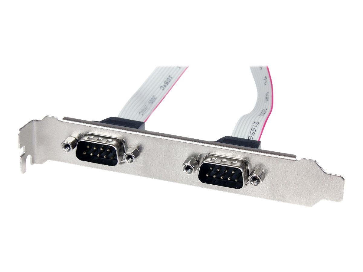 StarTech.com Support de port série DB9 16 pouces à 2 ports vers en-tête 10 broches - Panneau série - DB-9 (M) pour IDC 10 broches (F) - 40.64 cm - gris - PLATE9M2P16 - Câbles série