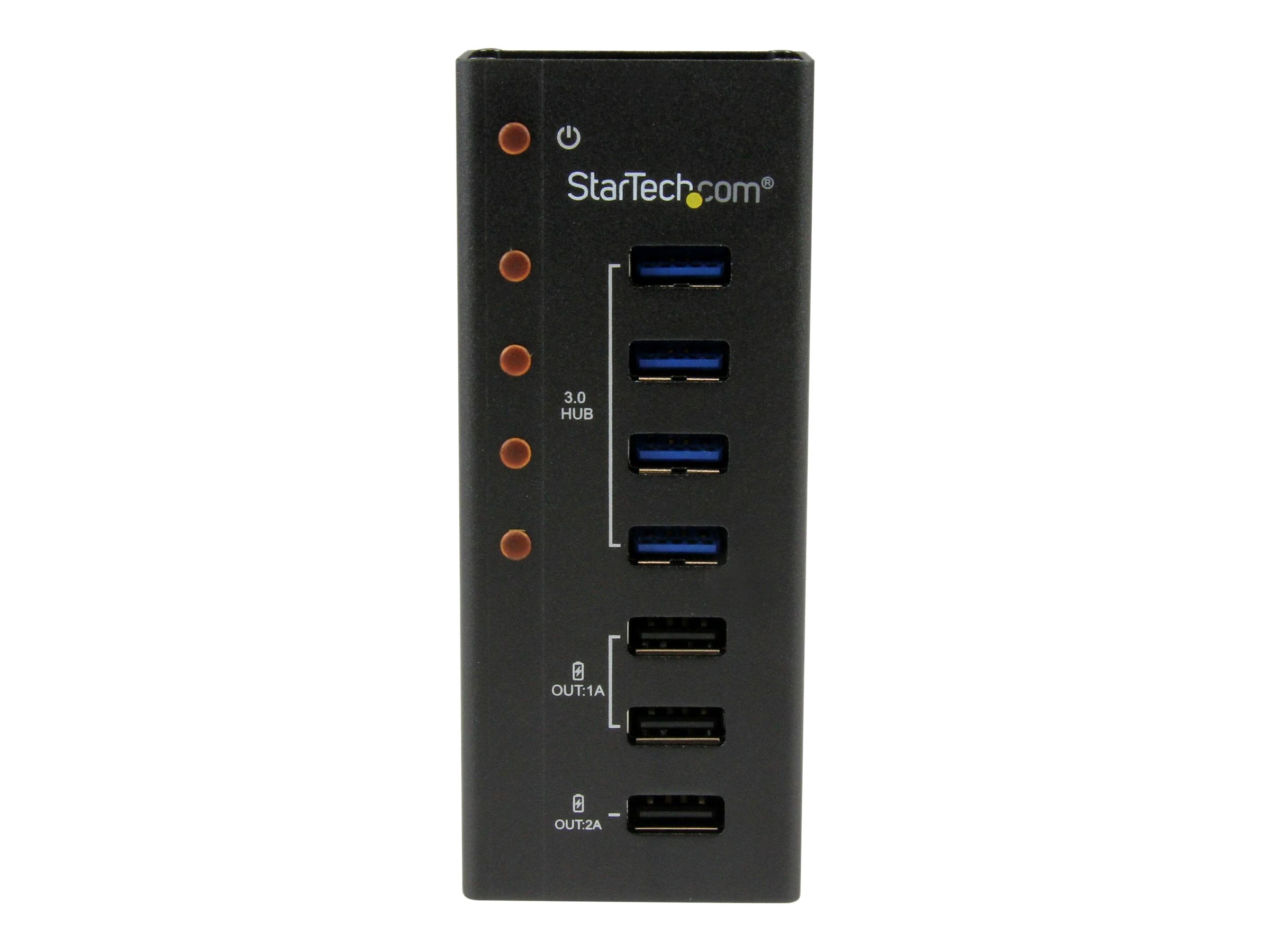 StarTech.com Hub USB 3.0 Alimenté de 4 ports avec Station de Recharge de 3 ports USB (2 x 1A, 1 x 2A) - Boîtier en Métal à Fixation Murale - Concentrateur (hub) - 4 x SuperSpeed USB 3.0 - de bureau - pour P/N: PEXUSB3S3GE, SVA12M5NA, USB312SAT3CB, USB315CB2M, USBLT1MWS, USBLTM1MBK, USBLTM1MWH - ST4300U3C3 - Concentrateurs USB