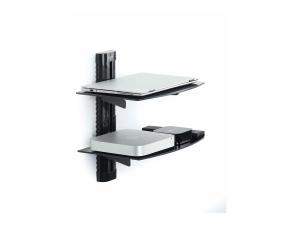 StarTech.com Dual Floating Wall-Mounted AV Shelves, Adjustable Height Shelf For Under TV, Organize A/V Equipment On Black Tempered Glass Shelves - Étagère - pour composants audio/vidéo - aluminium, acier, plastique - noir - montable sur mur - 2B-WALL-MOUNT-SHELF - Montages d'équipement audio et vidéo