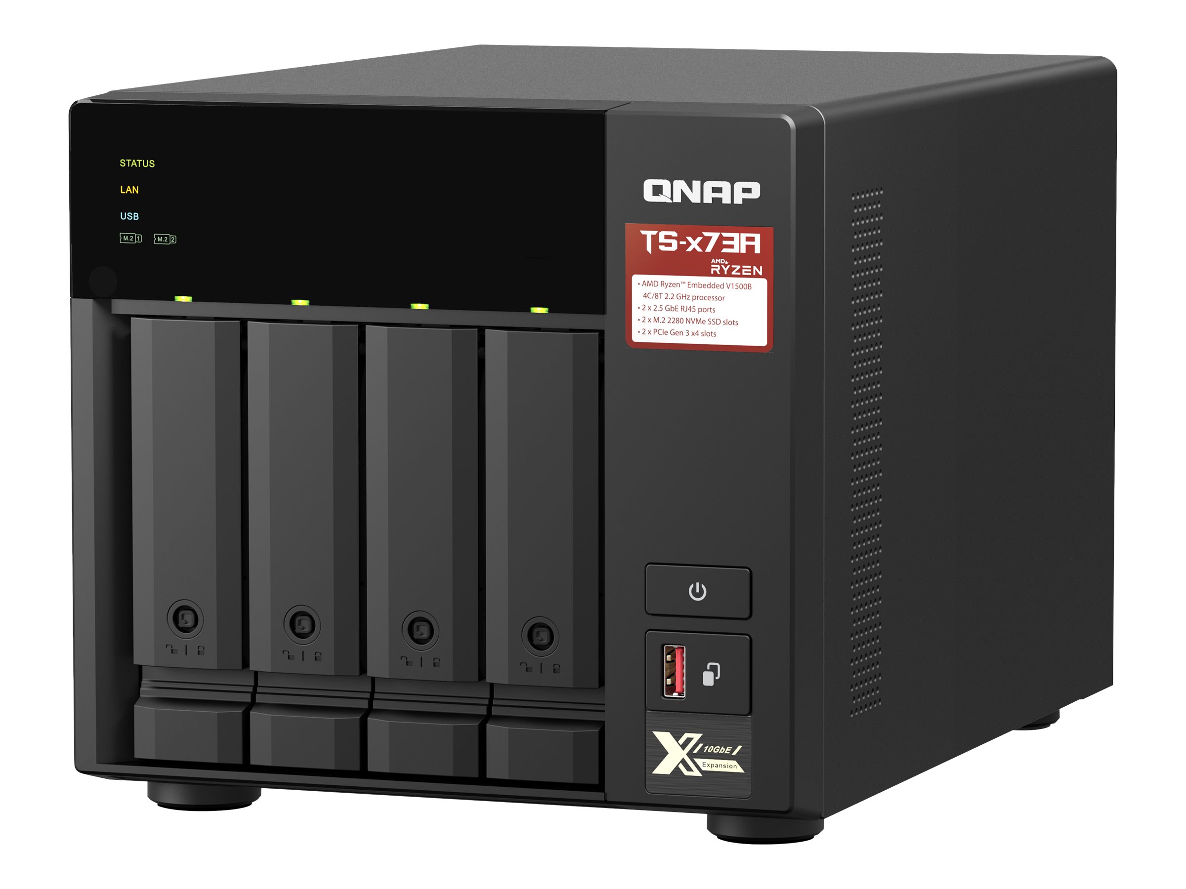 QNAP TS-473A - Serveur NAS - 4 Baies - SATA 6Gb/s - RAM 8 Go - 2.5 Gigabit Ethernet - TS-473A-8G - NAS