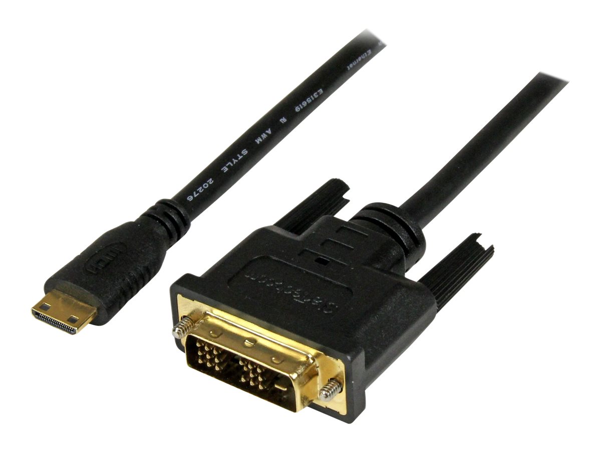 StarTech.com Câble Adaptateur Mini HDMI® vers DVI-D M/M pour Tablet et Caméra - 1x Mini HDMI (Type C) Mâle, 1x DVI-D (18+1) Mâle - 2 m - Câble adaptateur - DVI-D mâle pour 19 pin mini HDMI Type C mâle - 2 m - blindé - noir - HDCDVIMM2M - Câbles HDMI