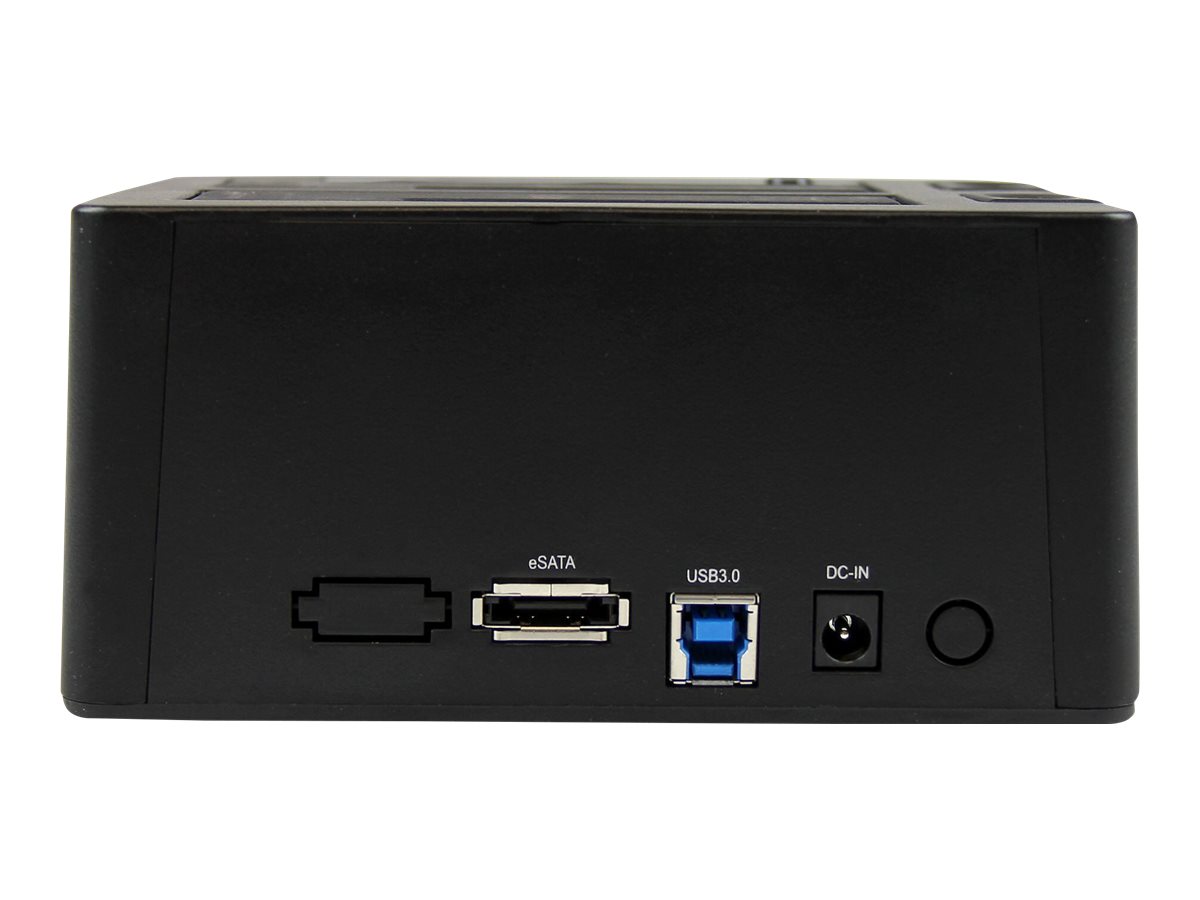 StarTech.com Dual-Bay USB 3.0 eSATA to SATA Hard Drive Docking Station, USB Hard Drive Dock, External 2.53.5 SATA IIIIII, SSDHDD Docking Station, Hot-Swap Hard Drive Bays - Top-Loading - Contrôleur de stockage - 2.5", 3.5" - SATA 6Gb/s - eSATA 6Gb/s, USB 3.0 - noir - pour P/N: SVA12M5NA - SDOCK2U33EB - Adaptateurs de stockage