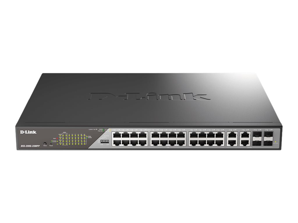 D-Link DSS 200G-10MP - Commutateur - Géré - 8 x 10/100/1000 (PoE) + 2 x Gigabit SFP - Montable sur rack - PoE (130 W) - DSS-200G-10MP/E - Commutateurs gérés