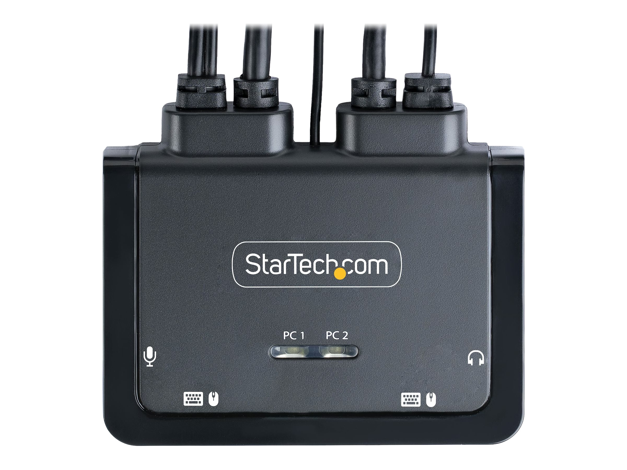 StarTech.com 2-Port Hybrid USB-C HDMI Cable KVM Switch, 4K 60Hz, Compact KVM with 6ft/1.8m USB-A/HDMI/Audio & 4ft/1.2m USB-C Integrated Host Cables, Bus Powered - Remote Push Button/Hotkey Switching (C2-H46-UAC-CBL-KVM) - Commutateur écran-clavier-souris/audio/USB - compact - 2 x KVM / audio / USB - 1 utilisateur local - de bureau - C2-H46-UAC-CBL-KVM - Commutateurs KVM