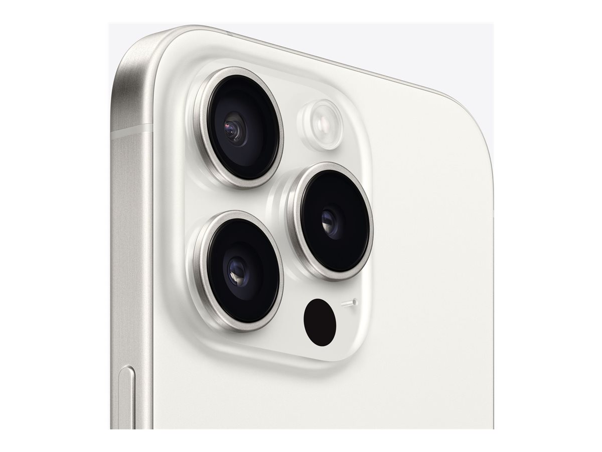 Apple iPhone 15 Pro - 5G smartphone - double SIM / Mémoire interne 1 To - écran OEL - 6.1" - 2556 x 1179 pixels (120 Hz) - 3 x caméras arrière 48 MP, 12 MP, 12 MP - front camera 12 MP - titane blanc - MTVD3ZD/A - iPhone