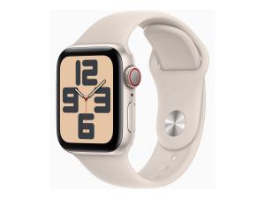 Apple Watch SE (GPS + Cellular) - 2e génération - 40 mm - aluminium droit - montre intelligente avec bande sport - fluoroélastomère - droit - taille du bracelet : M/L - 32 Go - Wi-Fi, LTE, Bluetooth - 4G - 27.8 g - MRG13QF/A - Montres intelligentes