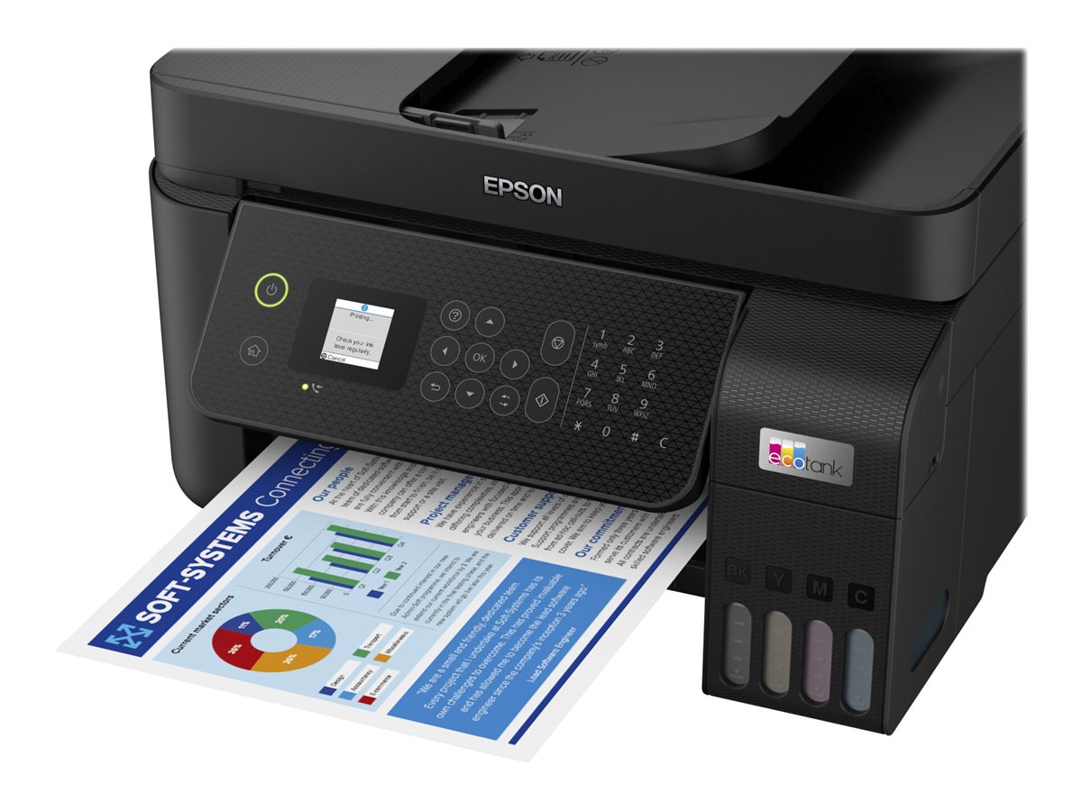 Epson EcoTank ET-4800 - Imprimante multifonctions - couleur - jet d'encre - rechargeable - A4 (support) - jusqu'à 10 ppm (impression) - 100 feuilles - 33.6 Kbits/s - USB, LAN, Wi-Fi - noir - C11CJ65402 - Imprimantes multifonctions