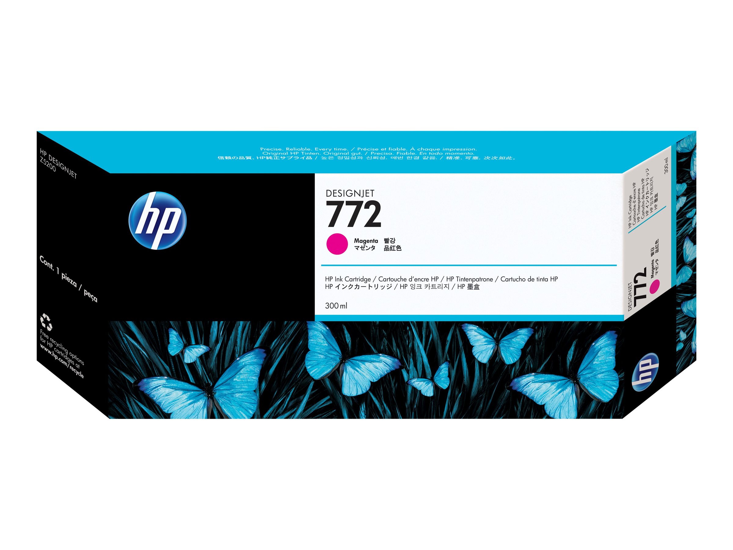 HP 772 - 300 ml - magenta - original - DesignJet - cartouche d'encre - pour DesignJet HD Pro MFP, Z5200, Z5200 PostScript, Z5400 PostScript ePrinter - CN629A - Cartouches d'imprimante