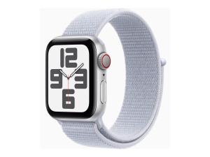 Apple Watch SE (GPS + Cellular) - 2e génération - 40 mm - aluminium argenté - montre intelligente avec boucle sport - deux couches de matières textiles tissées - nuage bleu - taille du poignet : 130-200 mm - 32 Go - LTE, Wi-Fi 4, Bluetooth - 4G - 27.8 g - MXGE3QF/A - Montres intelligentes