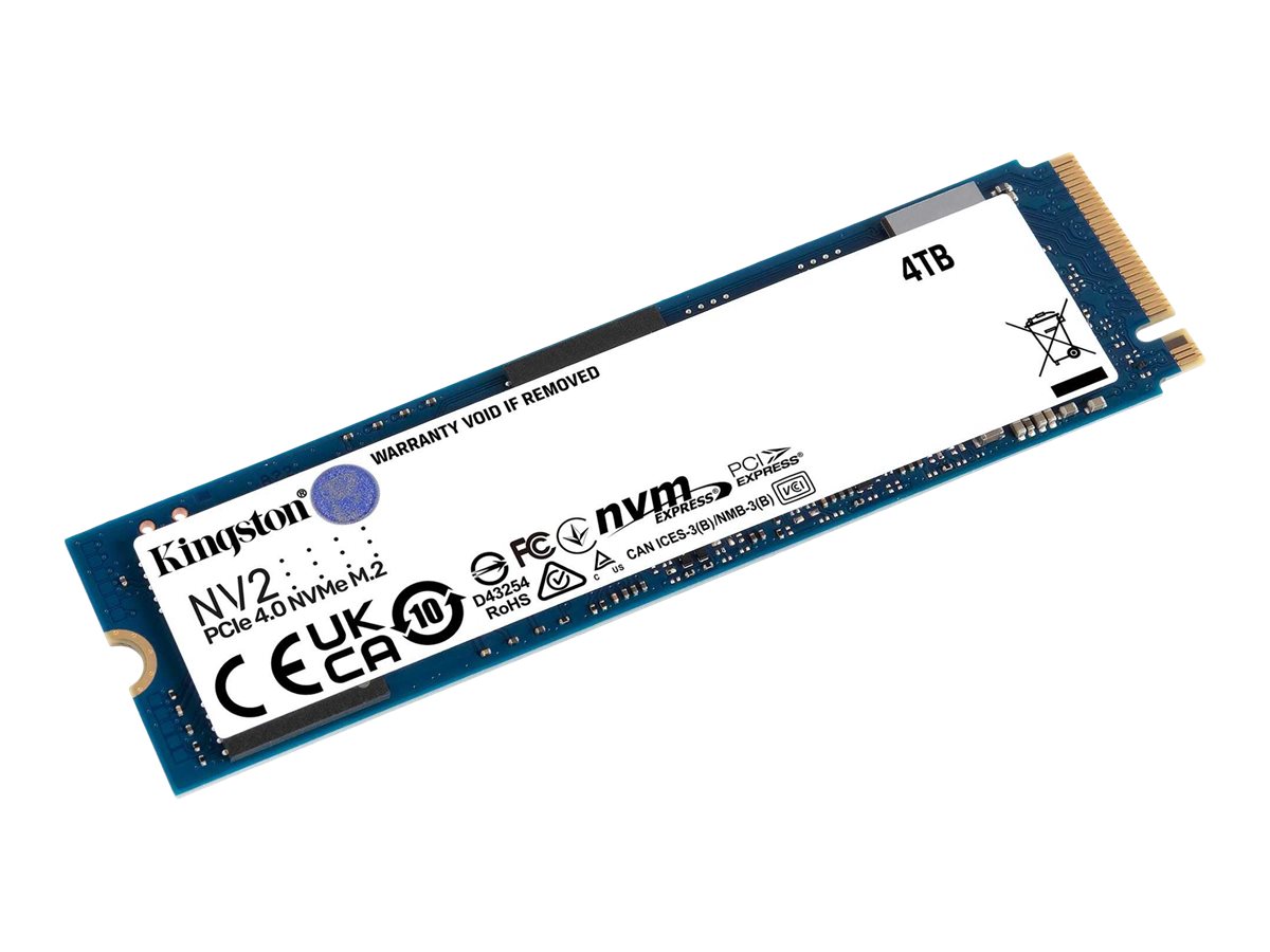 Kingston NV2 - SSD - 4 To - interne - M.2 2280 - PCIe 4.0 x4 (NVMe) - pour Intel Next Unit of Computing 12 Pro Kit - NUC12WSKi5 - SNV2S/4000G - Disques SSD
