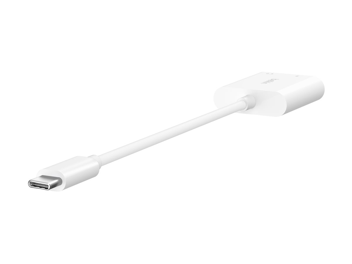 Belkin RockStar - USB-C vers jack de casque / adaptateur de charge - 24 pin USB-C mâle pour 24 pin USB-C, jack mini femelle - USB Power Delivery (60W) - NPA004btWH - Câbles spéciaux