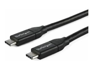 StarTech.com Câble USB-C vers USB-C avec Power Delivery 5A de 1 m - Cordon USB 2.0 Type-C certifié USB-IF - Noir - Câble USB - 24 pin USB-C (M) pour 24 pin USB-C (M) - Thunderbolt 3 / USB 2.0 - 5 A - 1 m - noir - USB2C5C1M - Câbles USB