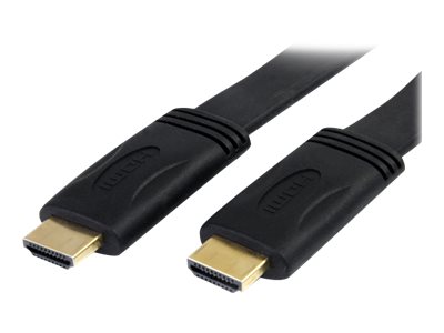 StarTech.com Câble plat HDMI haute vitesse Ultra HD 4K x 2K avec Ethernet de 5m - Cordon HDMI vers HDMI - Mâle / Mâle - Noir - Câble HDMI avec Ethernet - HDMI mâle pour HDMI mâle - 5 m - blindé - noir - HDMM5MFL - Accessoires pour systèmes audio domestiques