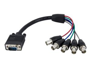 StarTech.com Câble d'écran coaxial VGA vers 5x BNC RGBHV de 30cm - Câble adapatateur / Cordon HD15 vers vidéo BNC - Mâle / Femelle - Câble VGA - BNC (F) pour HD-15 (VGA) (M) - 30 cm - noir - VGABNCMF1 - Câbles pour périphérique