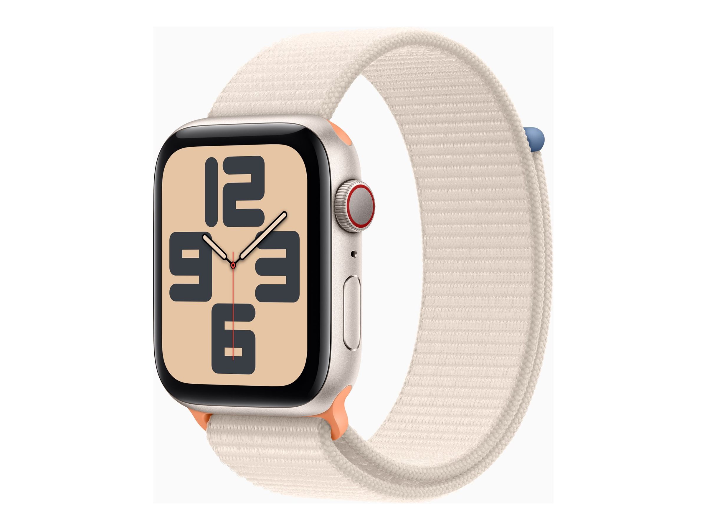 Apple Watch SE (GPS + Cellular) - 2e génération - 44 mm - aluminium droit - montre intelligente avec boucle sport - textile - droit - taille du poignet : 145-220 mm - 32 Go - Wi-Fi, LTE, Bluetooth - 4G - 33 g - MRH23QF/A - Montres intelligentes