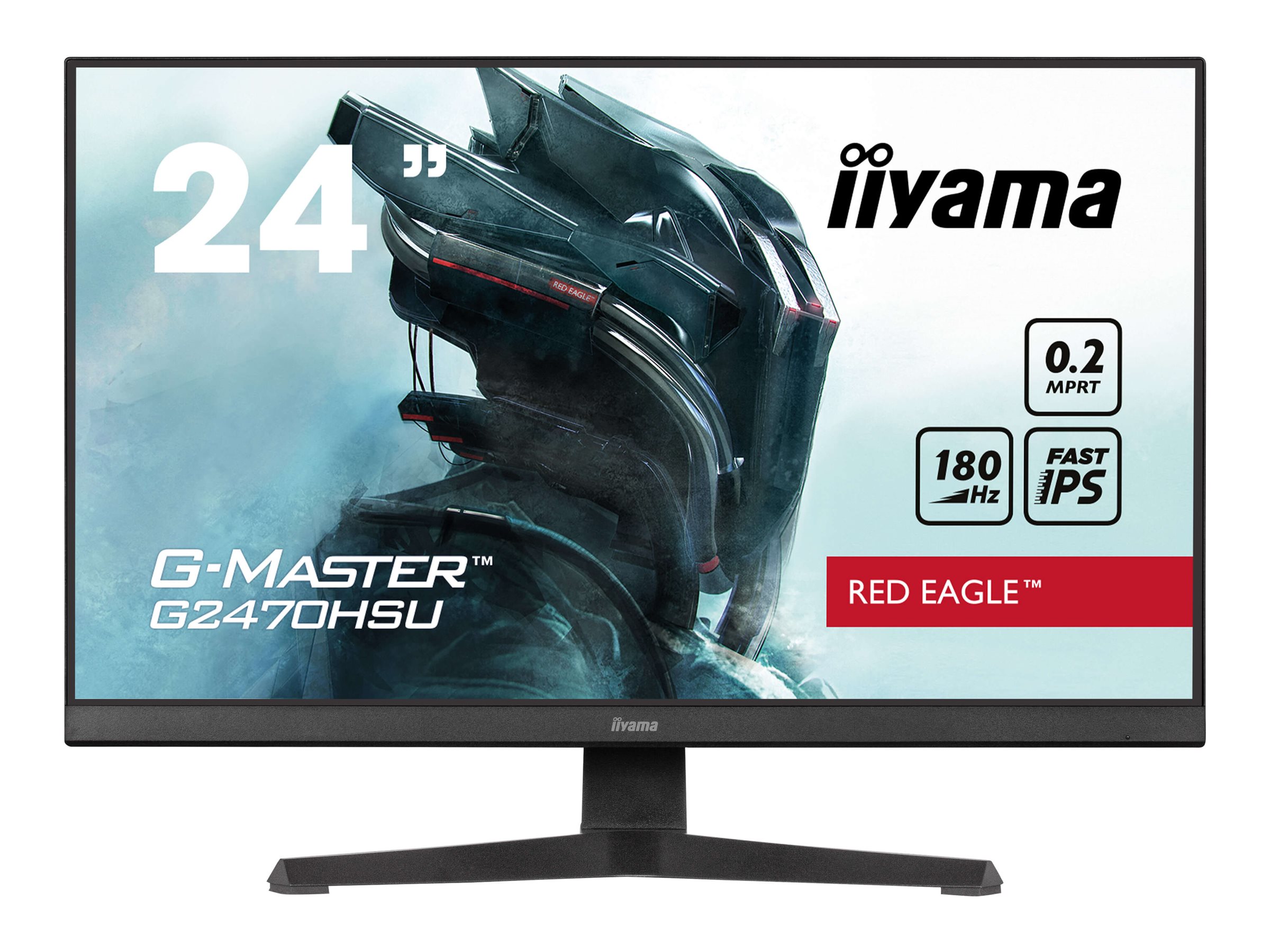 iiyama G-MASTER Red Eagle G2470HSU-W6 - Écran LED - jeux - 24" (23.8" visualisable) - 1920 x 1080 Full HD (1080p) @ 180 Hz - Fast IPS - 300 cd/m² - 1000:1 - 0.2 ms - HDMI, DisplayPort - haut-parleurs - G2470HSU-W6 - Écrans d'ordinateur