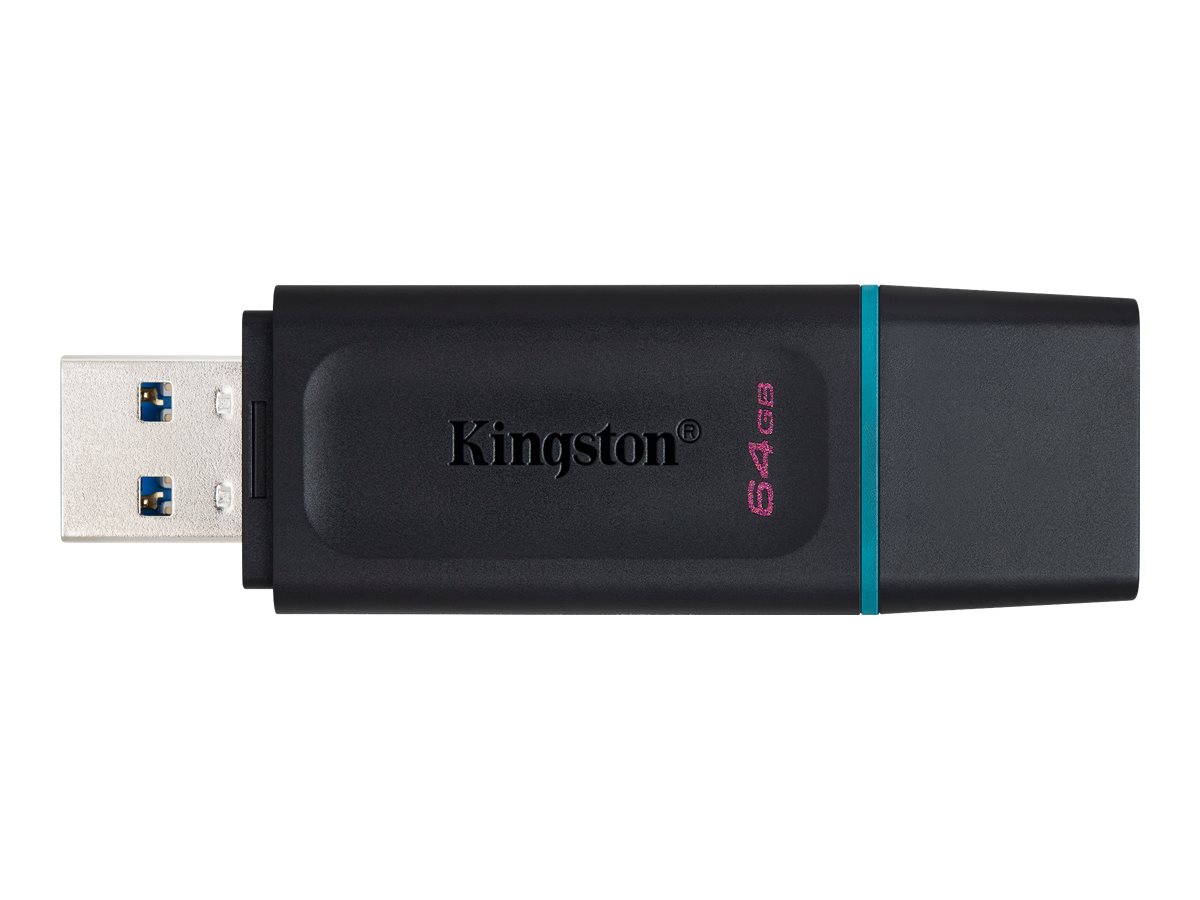 Kingston DataTraveler Exode - Clé USB - 64 Go - USB 3.2 Gen 1 - noir et bleu sarcelle - DTX/64GB - Lecteurs flash