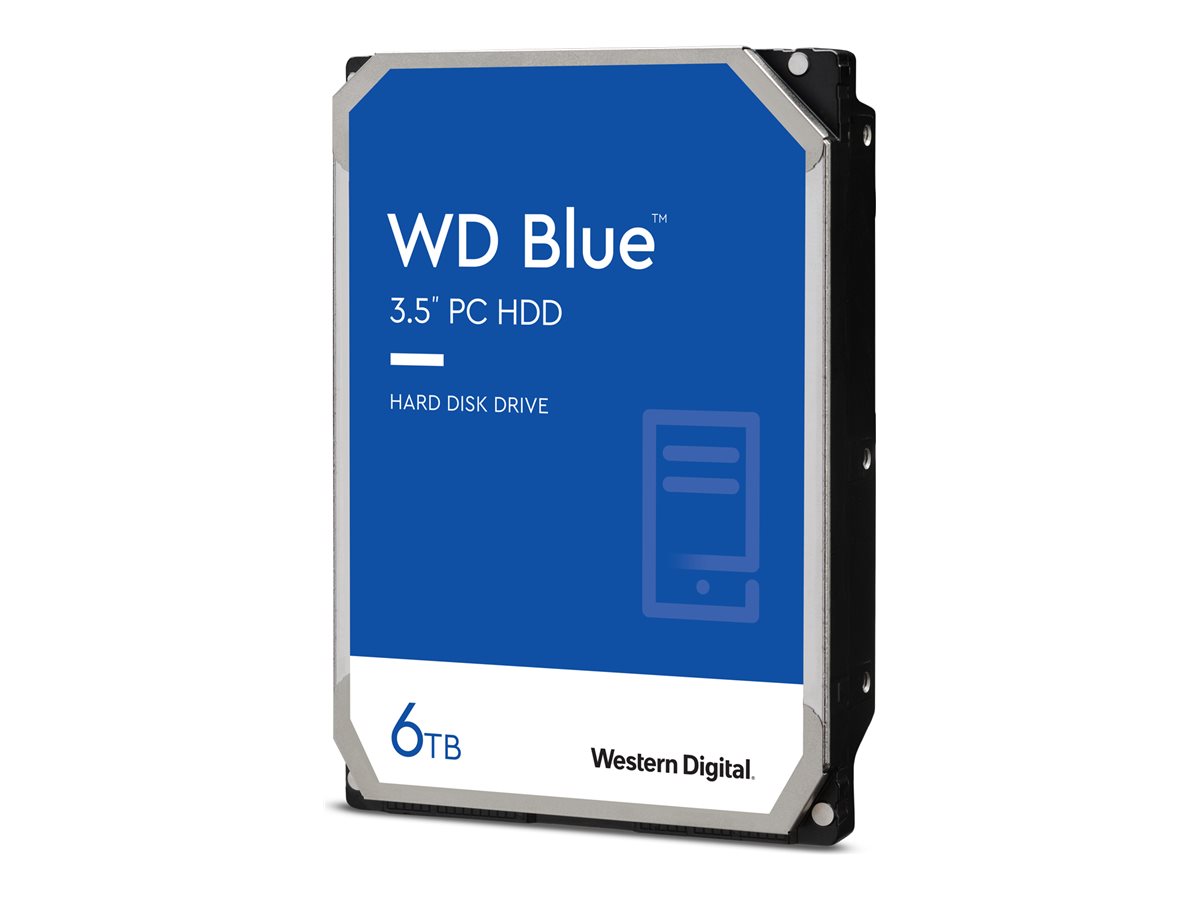 WD Blue WD60EZAX - Disque dur - 6 To - interne - 3.5" - SATA 6Gb/s - 5400 tours/min - mémoire tampon : 256 Mo - WD60EZAX - Disques durs internes