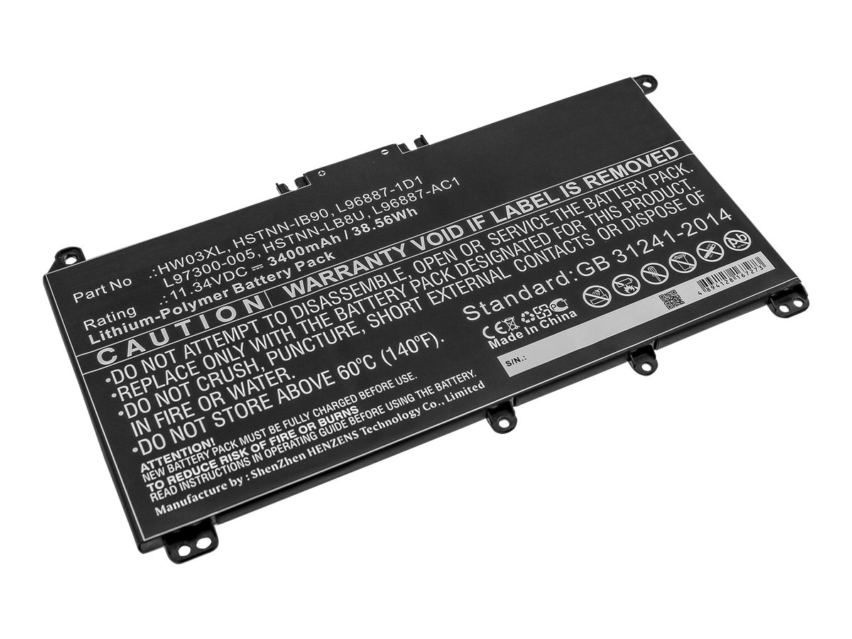 DLH - Batterie de portable (équivalent à : HP HW03XL, HP HSTNN-DB9Y, HP HSTNN-IB90, HP HSTNN-IB9O, HP HSTNNLB8U, HP HSTNN-OB2A) - lithium-polymère - 3400 mAh - 39 Wh - pour HP Pavilion 15; Portable 15, 245 G9, 250 G9, 255 G8, 255 G9, 470 G8, 470 G9 - HERD4881-B039Y2 - Batteries spécifiques