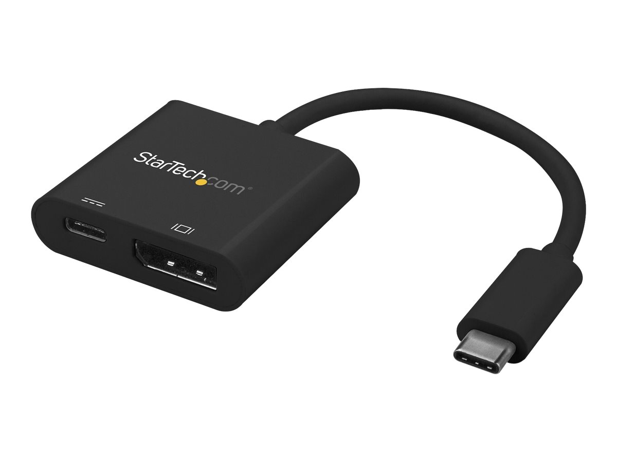 StarTech.com Adaptateur USB-C vers DisplayPort - USB Power Delivery - 4K - Adaptateur DisplayPort - 24 pin USB-C (M) pour DisplayPort, USB-C (alimentation uniquement) (F) - Displayport 1.2/Thunderbolt 3 - USB Power Delivery (60W), support 4K60Hz (4096 x 2160) - noir - CDP2DPUCP - Câbles vidéo