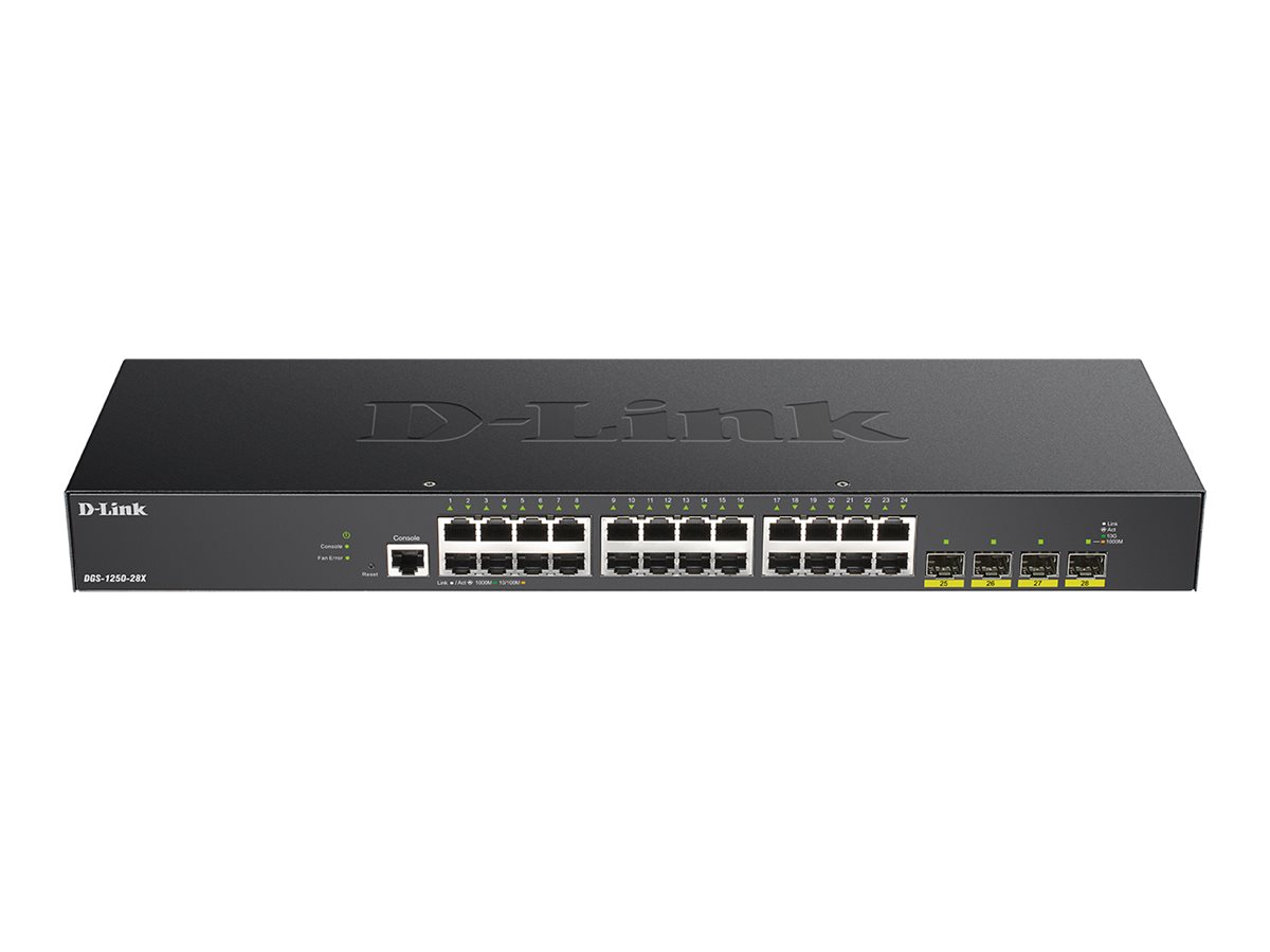 D-Link DGS 1250-28X - Commutateur - L3 Lite - intelligent - 24 x 10/100/1000 + 4 x 10 Gigabit SFP+ - Montable sur rack - DGS-1250-28X/E - Concentrateurs et commutateurs gigabit