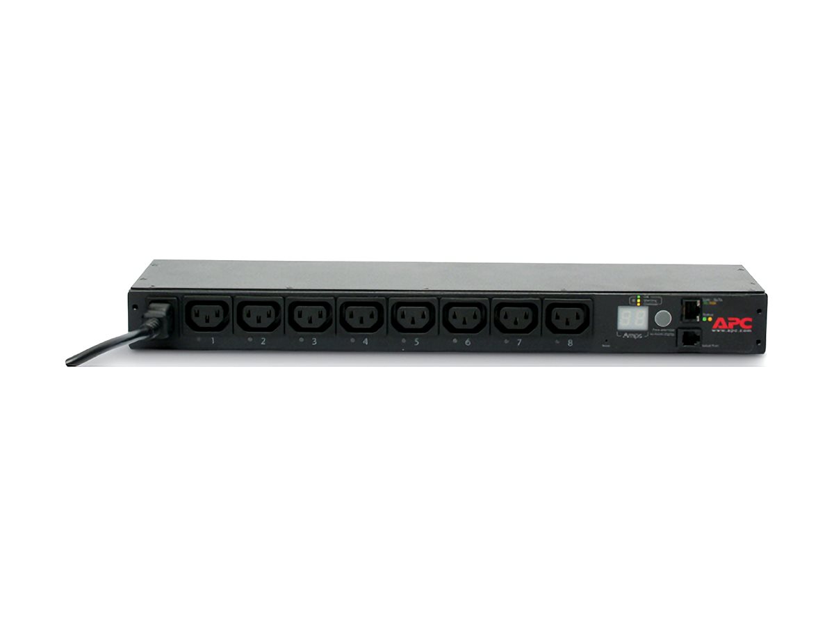 PDU en rack commuté APC AP7920B - Unité de distribution d'alimentation - CA 200/208/230 V - 2300 VA - Ethernet - entrée : IEC 60320 C14 - connecteurs de sortie : 8 (power IEC 60320 C13) - 1U - 19" - noir - pour P/N: SMTL1000RMI2UC, SMX1000C, SMX1500RM2UC, SMX1500RM2UCNC, SMX750C, SMX750CNC - AP7920B - Parasurtenseurs et PDU