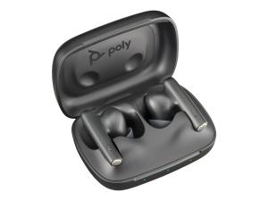 Poly Voyager Free 60 UC - Écouteurs sans fil avec micro - intra-auriculaire - Bluetooth - Suppresseur de bruit actif - USB-C via un adaptateur Bluetooth - noir de charbon - certifié Zoom - 7Y8H4AA - Écouteurs
