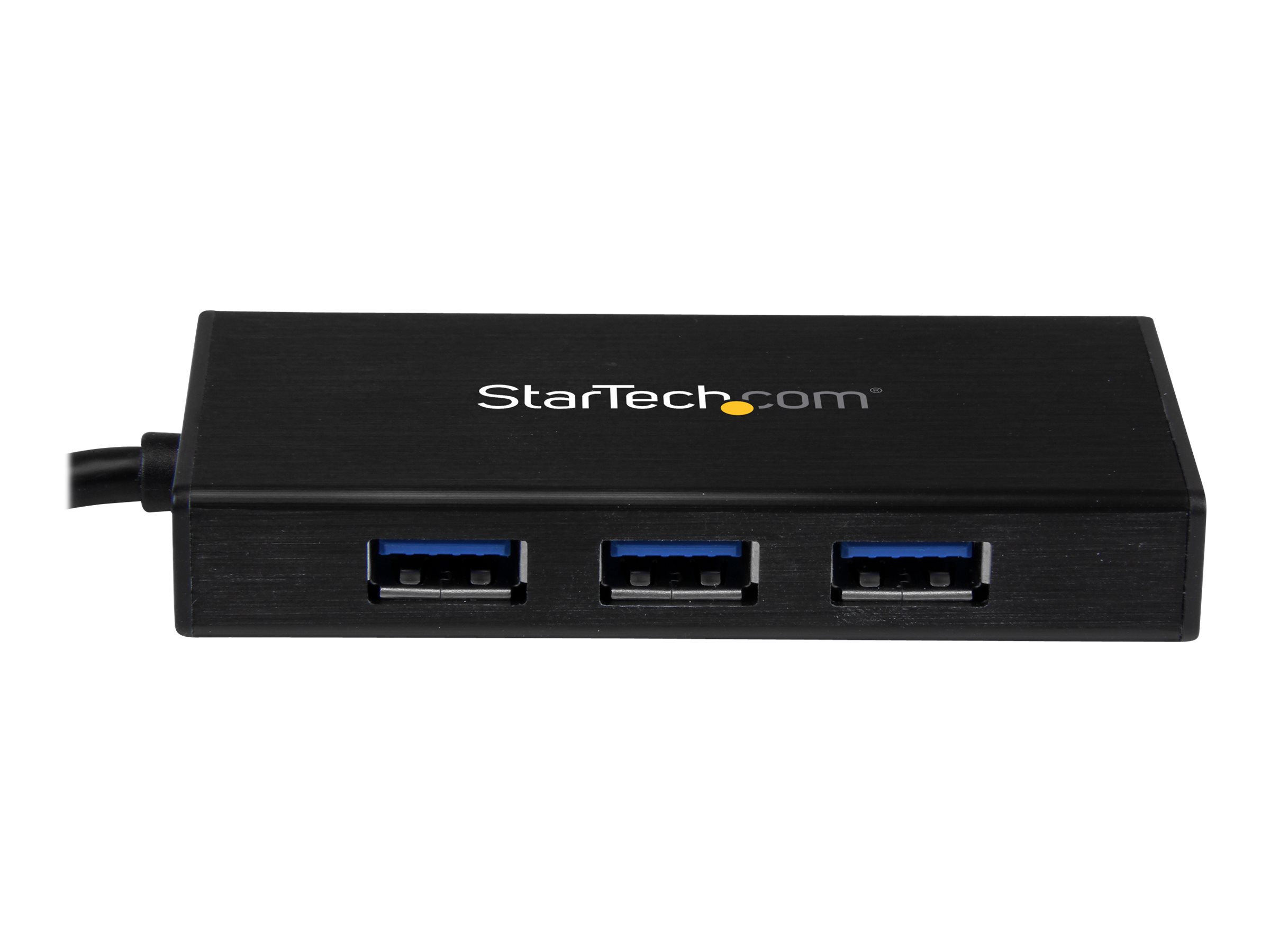 StarTech.com Hub USB 3.0 portable à 3 ports avec câble intégré - Concentrateur USB 3.0 plus Gigabit Ethernet - Aluminium - Concentrateur (hub) - 3 x SuperSpeed USB 3.0 + 1 x 10/100/1000 - de bureau - pour P/N: PEXUSB3S2EI, PEXUSB3S42, PEXUSB3S7, SVA5H2NEUA - ST3300GU3B - Concentrateurs USB