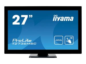 iiyama ProLite T2736MSC-B1 - Écran LED - 27" - écran tactile - 1920 x 1080 Full HD (1080p) @ 60 Hz - A-MVA - 300 cd/m² - 3000:1 - 4 ms - HDMI, VGA, DisplayPort - haut-parleurs - noir - T2736MSC-B1 - Écrans d'ordinateur