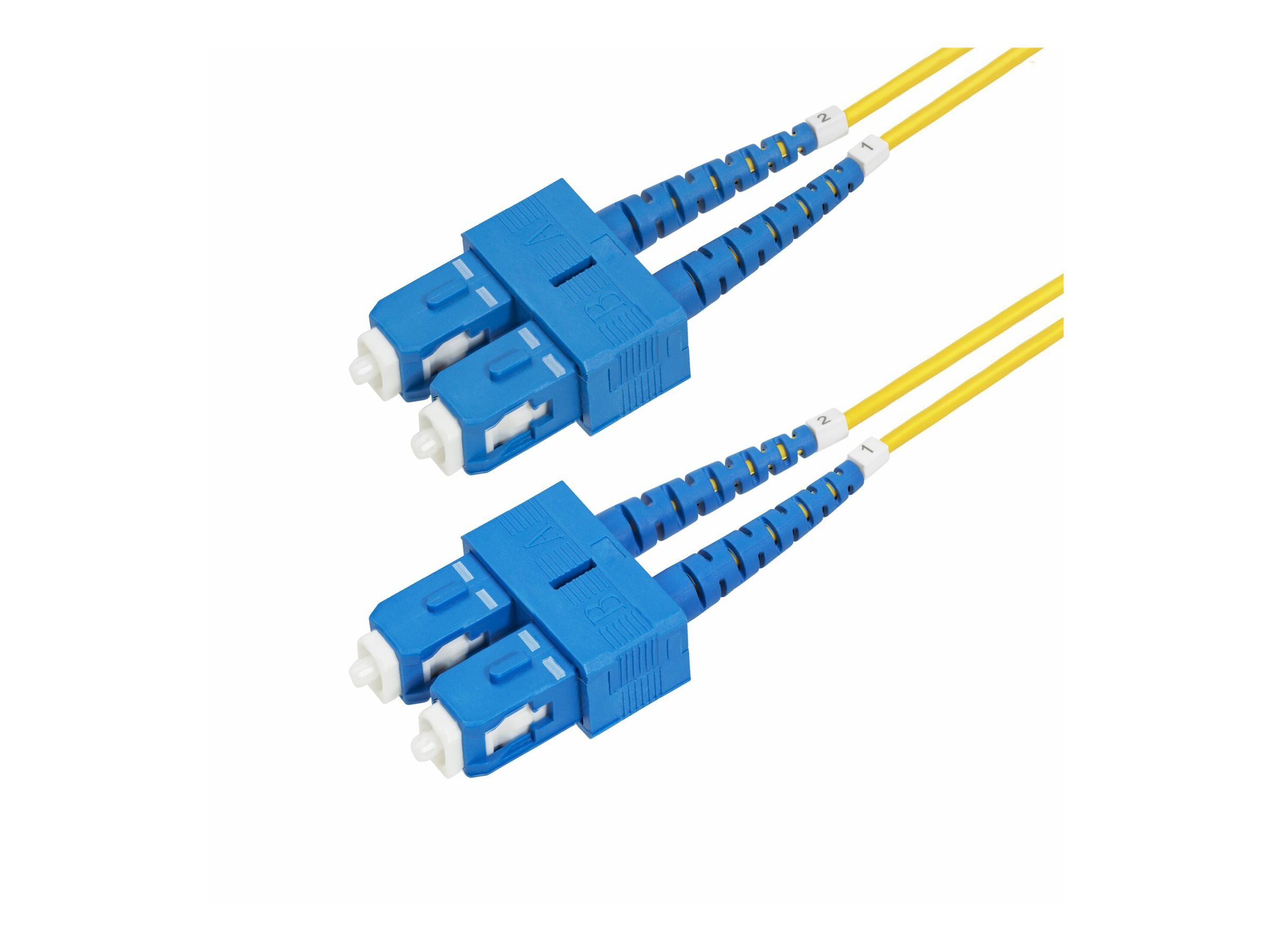 StarTech.com 2m (6.6ft) SC to SC (UPC) OS2 Single Mode Duplex Fiber Optic Cable, 9/125µm, Laser Optimized, 40G/100G Zipcord, Bend Insensitive, Low Insertion Loss - LSZH Fiber Patch Cord (SMDOS2SCSC2M) - Cordon de raccordement - mode unique SC/UPC (M) pour mode unique SC/UPC (M) - 2 m - 2 mm - fibre optique - duplex - 9 / 125 micromètres - OS1/OS2 - sans halogène - jaune - SMDOS2SCSC2M - Câblesenfibres