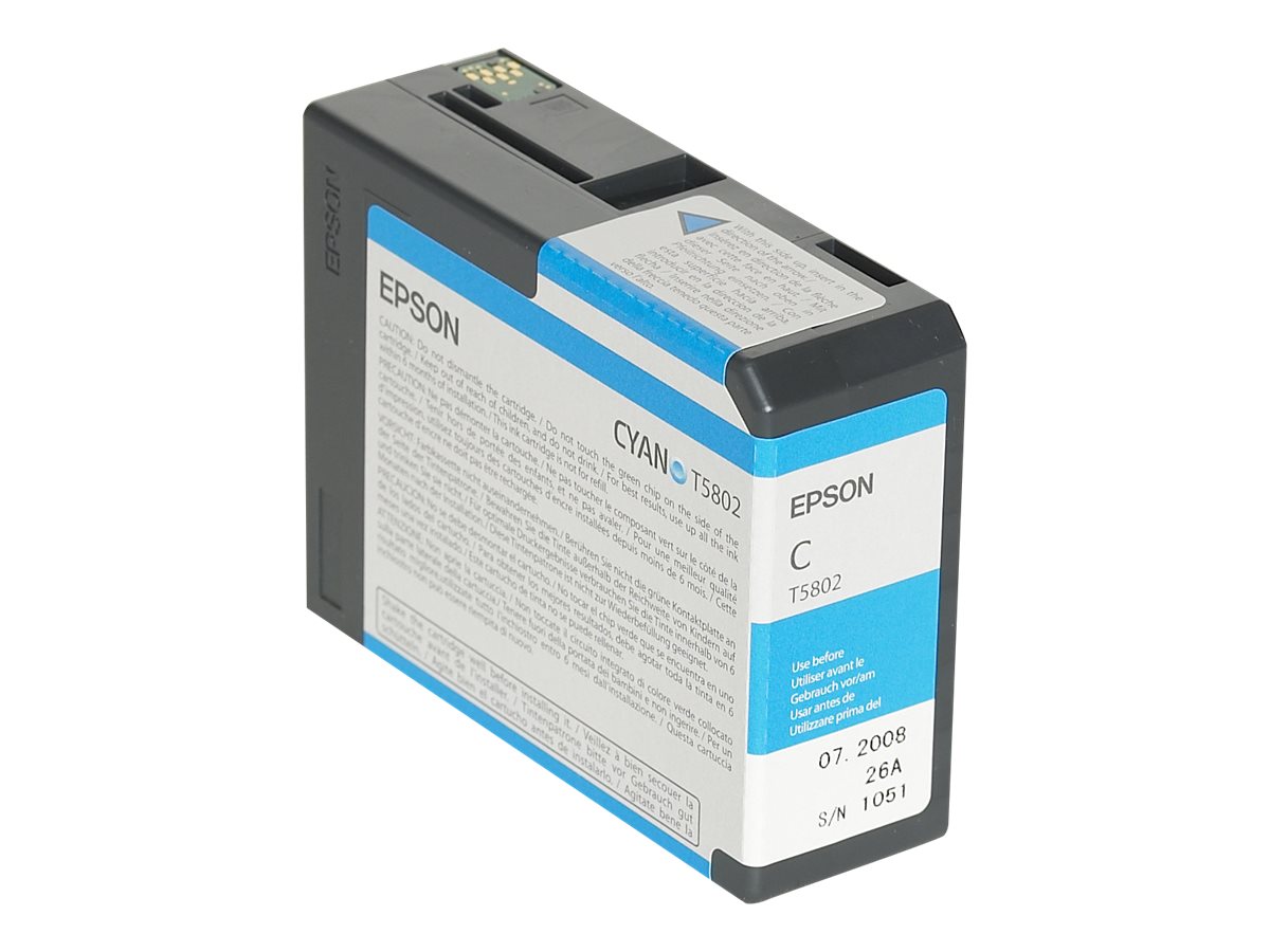 Epson T5802 - 80 ml - cyan - original - cartouche d'encre - pour Stylus Pro 3800, Pro 3880 - C13T580200 - Cartouches d'encre Epson
