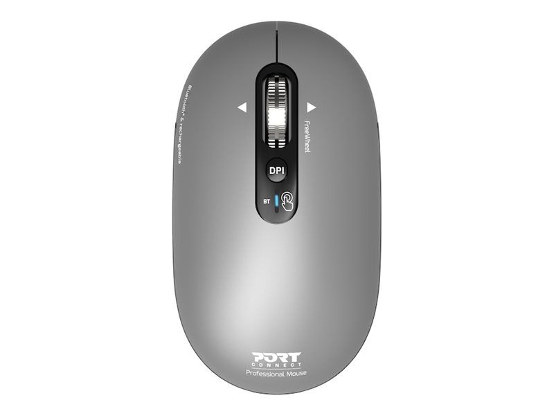 PORT Connect Professional PURE - Souris - rechargeable - optique - 4 boutons - sans fil - 2.4 GHz, Bluetooth - récepteur sans fil USB - 910009 - Souris