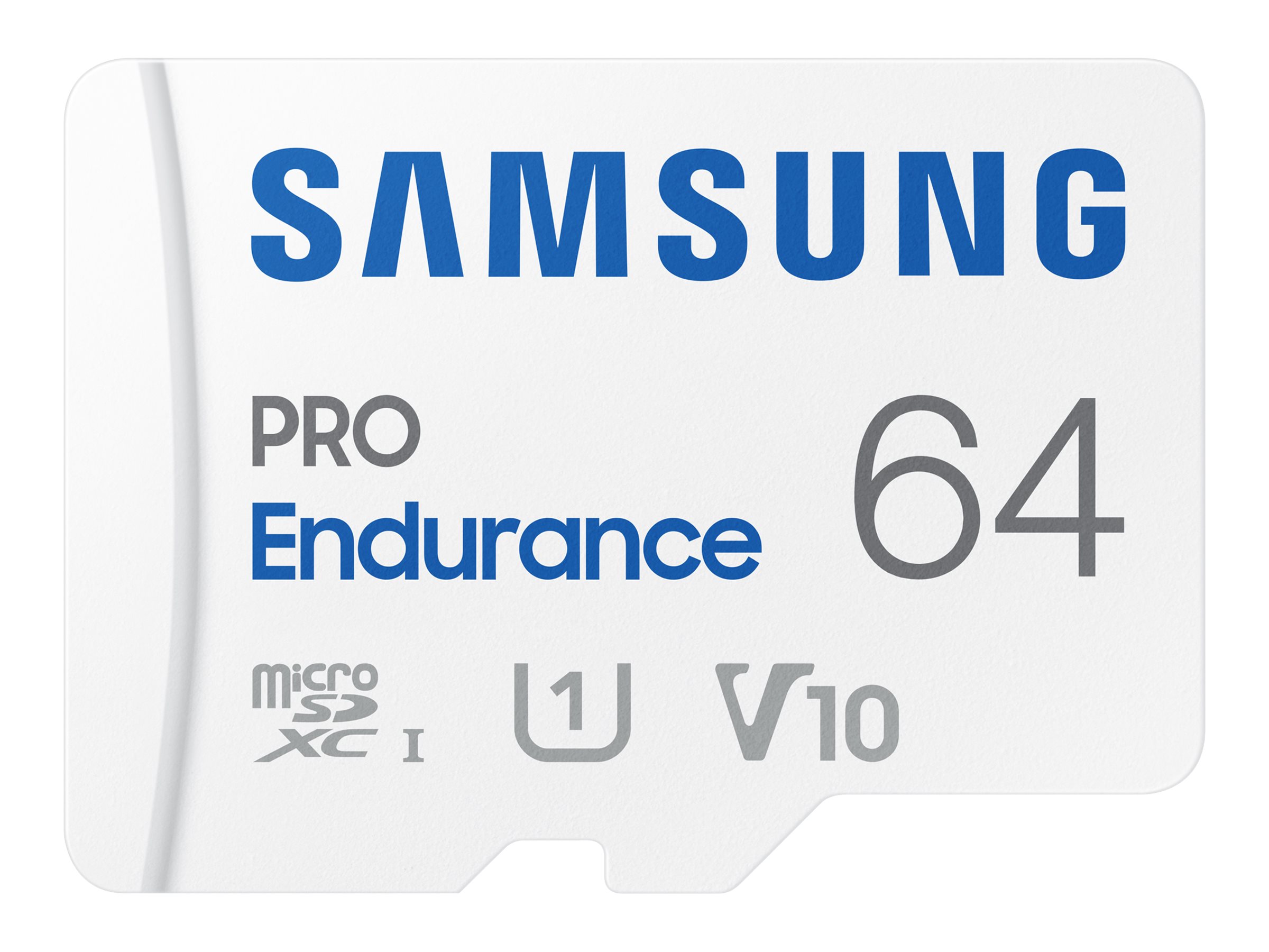 Samsung PRO Endurance MB-MJ64KA - Carte mémoire flash (adaptateur microSDXC vers SD inclus(e)) - 64 Go - Video Class V10 / UHS-I U1 / Class10 - microSDXC UHS-I - blanc - MB-MJ64KA/EU - Cartes flash
