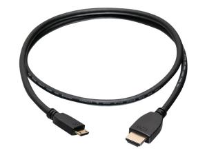 C2G 6ft 4K HDMI to Mini HDMI Cable with Ethernet - 60 Hz - M/M - Câble HDMI avec Ethernet - 19 pin mini HDMI Type C mâle pour HDMI mâle - 1.83 m - blindé - noir - 50619 - Accessoires pour systèmes audio domestiques