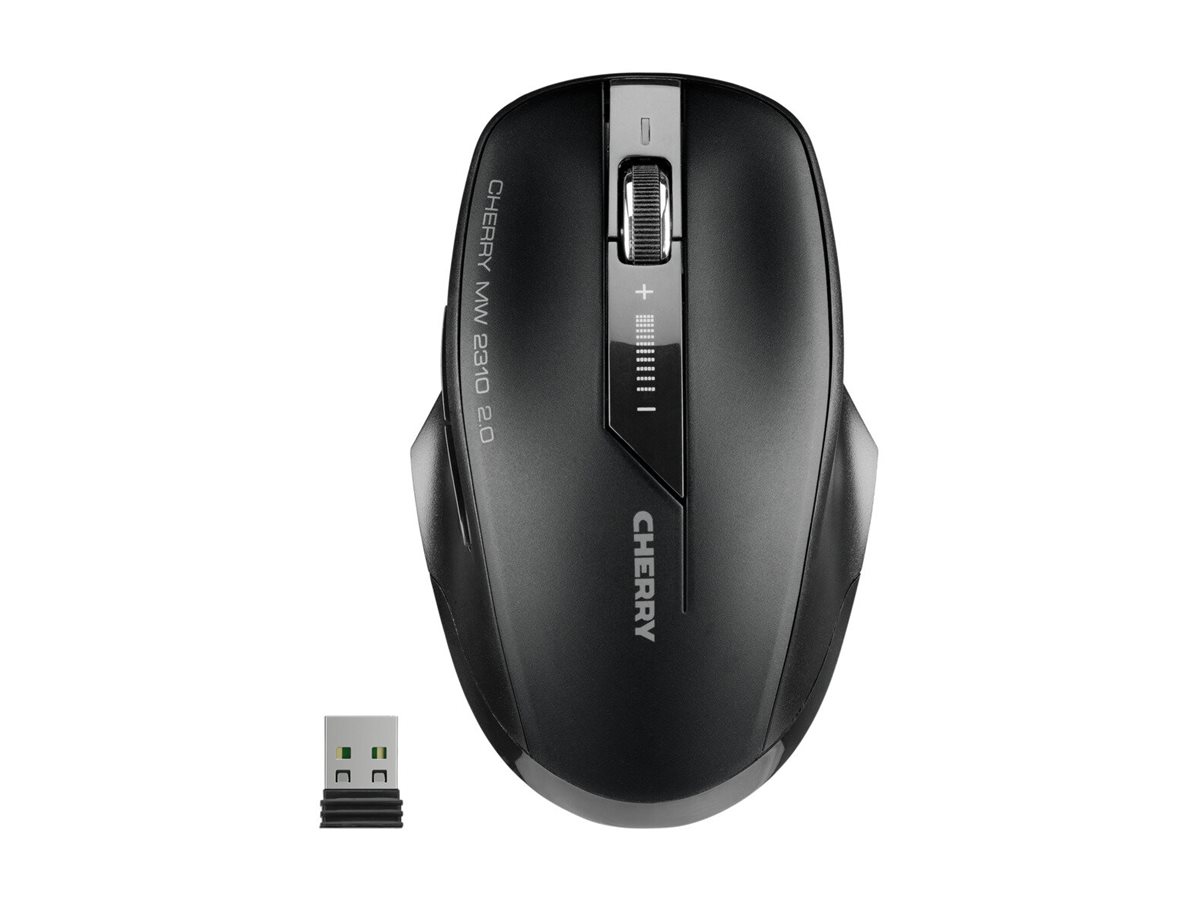 CHERRY MW 2310 2.0 - Souris - droitiers et gauchers - optique - 6 boutons - sans fil - RF, 2.4 GHz - récepteur sans fil USB - noir - JW-T0320 - Souris