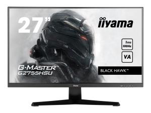 iiyama G-MASTER Black Hawk G2755HSU-B1 - Écran LED - 27" - 1920 x 1080 Full HD (1080p) @ 100 Hz - VA - 250 cd/m² - 4000:1 - 1 ms - HDMI, DisplayPort - haut-parleurs - noir mat - G2755HSU-B1 - Écrans d'ordinateur