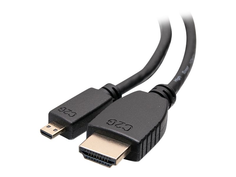 C2G 6ft HDMI to Micro HDMI Cable with Ethernet - High Speed HDMI Cable - Câble HDMI avec Ethernet - 19 pin micro HDMI Type D mâle pour HDMI mâle - 1.83 m - blindé - noir - 50615 - Accessoires pour systèmes audio domestiques
