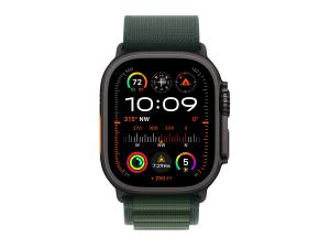 Apple Watch Ultra 2 - 49 mm - titane noir - montre intelligente avec Boucle Alpine - textile - vert foncé - taille du bracelet : L - 64 Go - LTE, Wi-Fi 4, UWB, Bluetooth - 4G - 61.8 g - MX4T3NF/A - Montres intelligentes