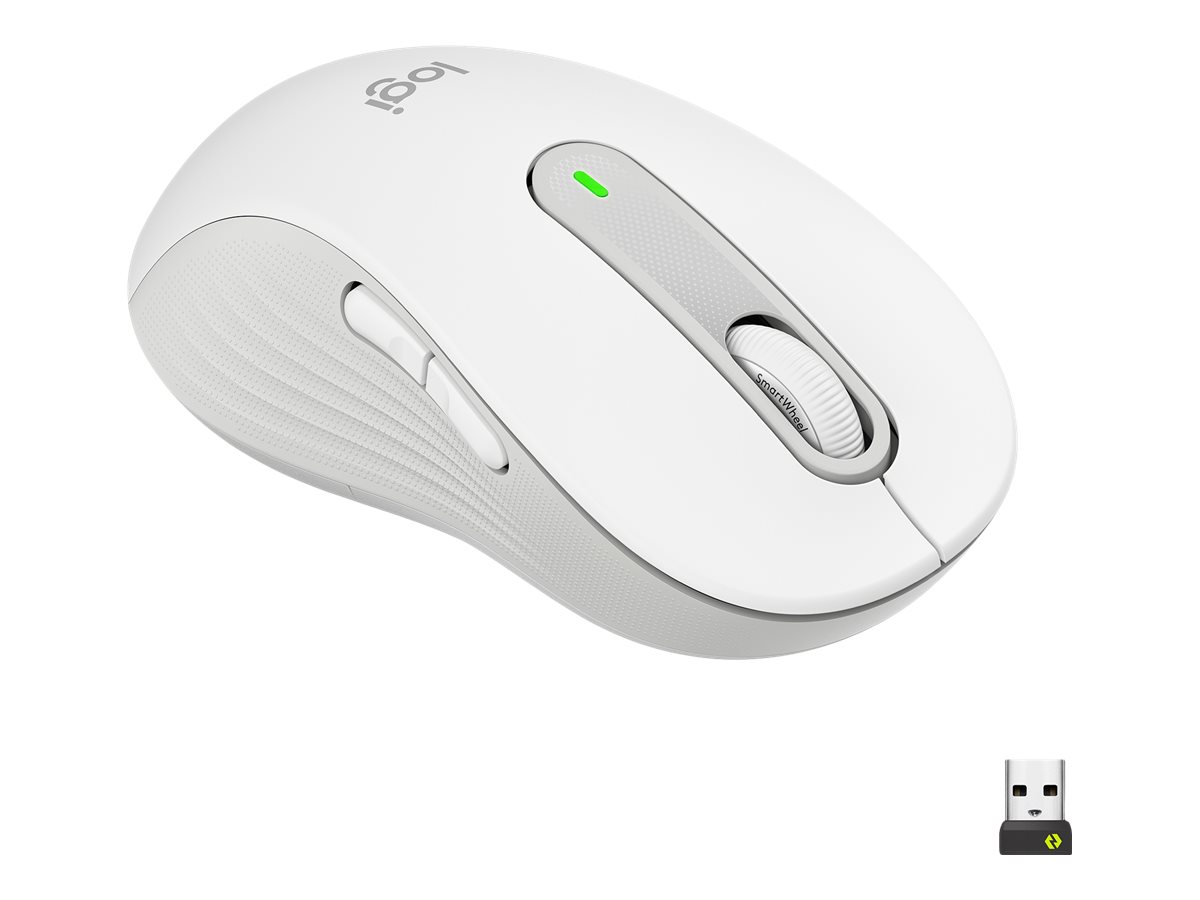 Logitech Signature M650 L - Souris - grande taille - optique - 5 boutons - sans fil - Bluetooth, 2.4 GHz - récepteur USB Logitech Logi Bolt - blanc cassé - 910-006238 - Souris