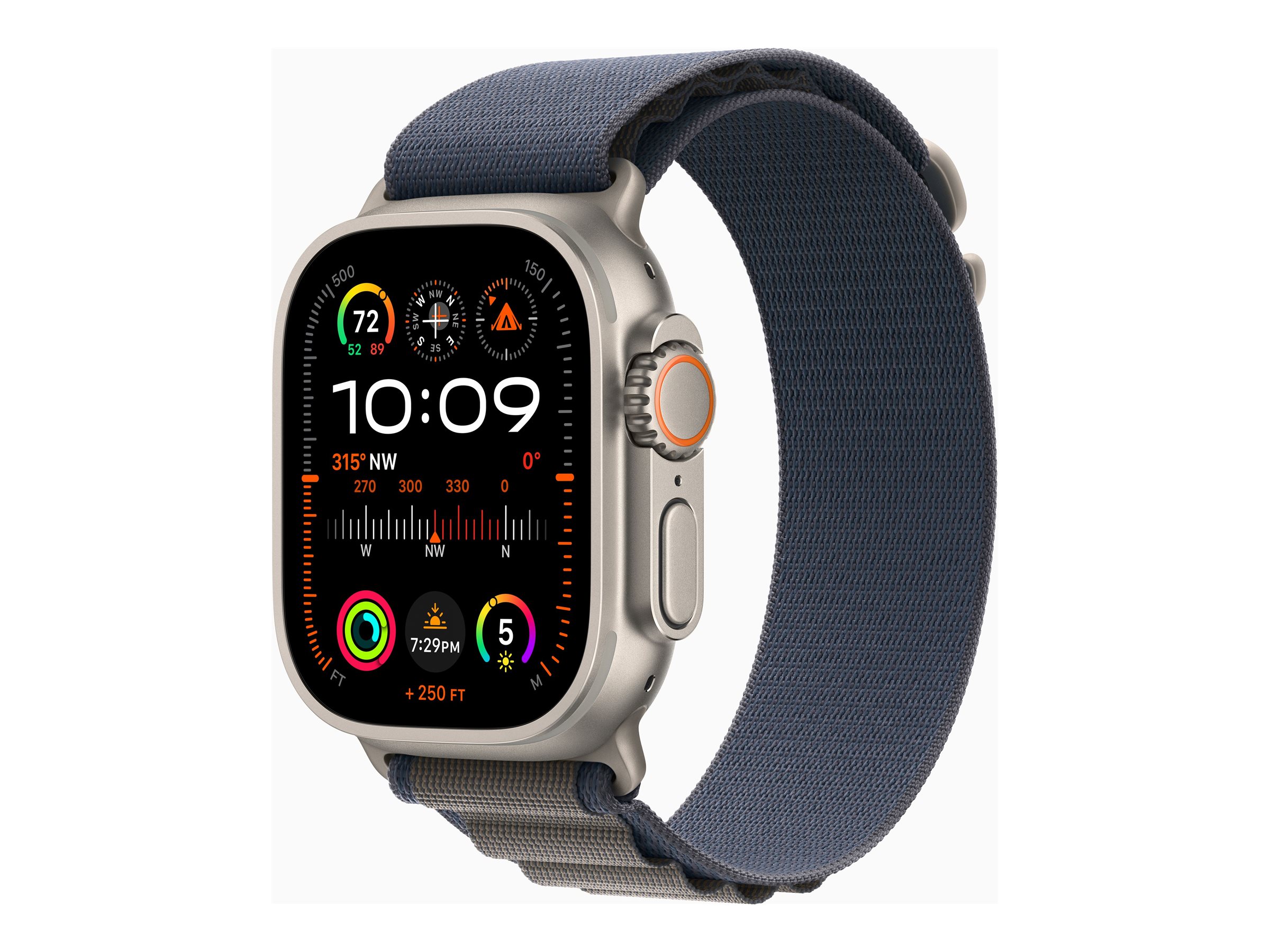 Apple Watch Ultra 2 - 49 mm - titane - montre intelligente avec Boucle Alpine - textile - bleu - taille du bracelet : M - 64 Go - Wi-Fi, LTE, UWB, Bluetooth - 4G - 61.4 g - démo - 3M579F/A - Montres intelligentes