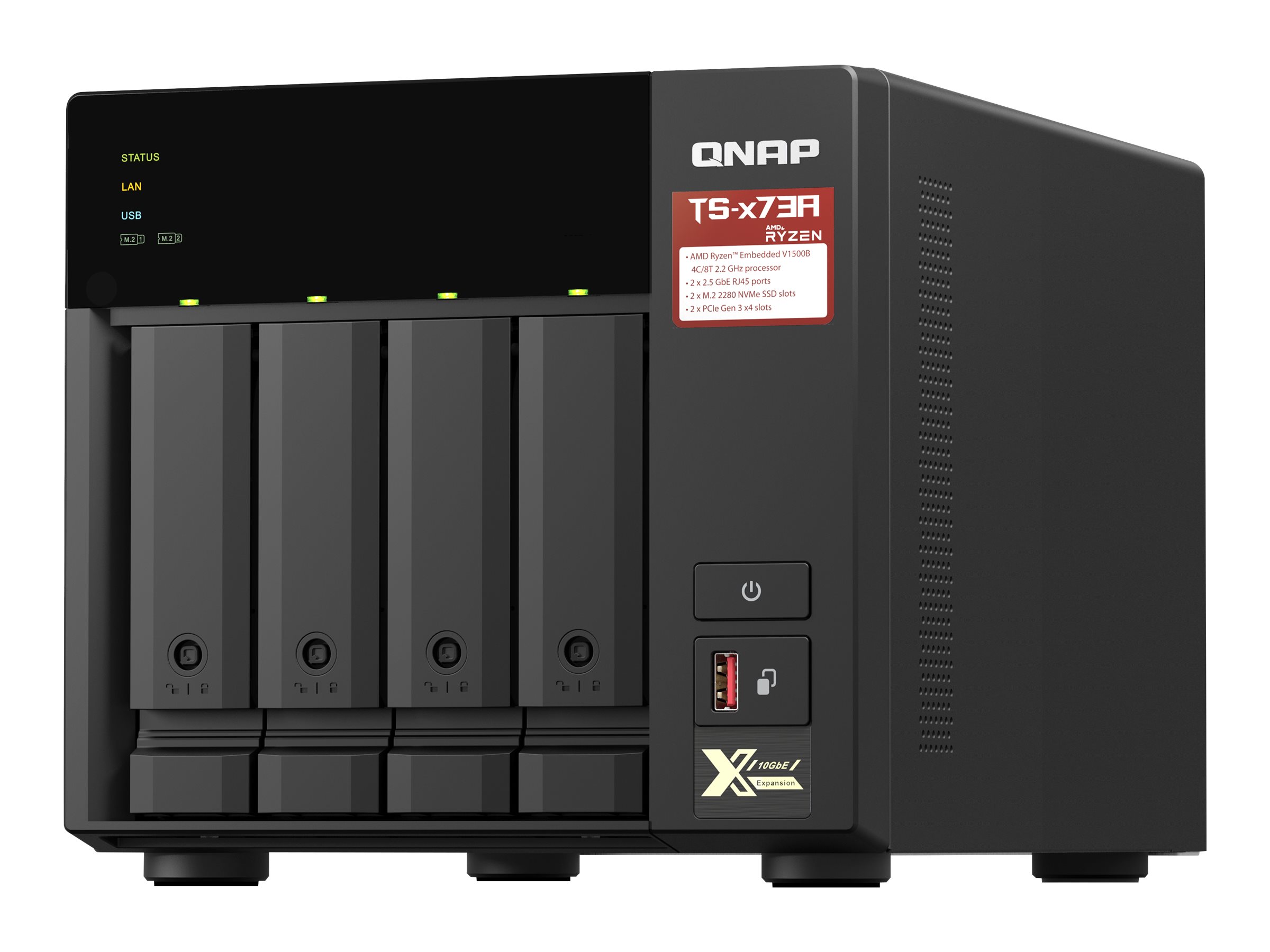 QNAP TS-473A - Serveur NAS - 4 Baies - SATA 6Gb/s - RAM 8 Go - 2.5 Gigabit Ethernet - TS-473A-8G - NAS